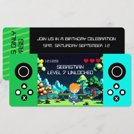 Leuke nieuwigheid computerspel verjaardagsfeestje kaart (Voorkant / Achterkant)