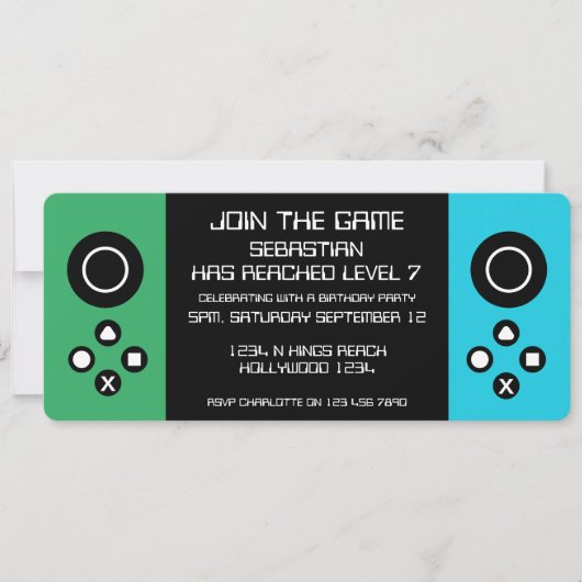 Leuke nieuwigheid computerspel verjaardagsfeestje kaart (Voorkant)