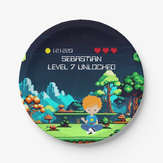 Leuke nieuwigheid computerspel verjaardagsfeestje papieren bordje (Voorkant)