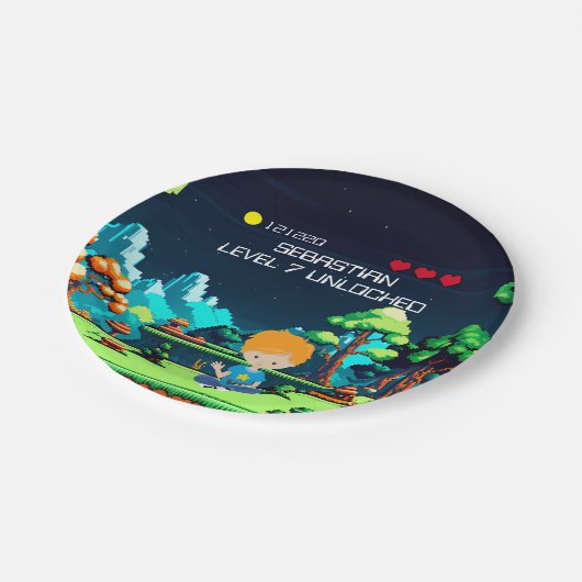 Leuke nieuwigheid computerspel verjaardagsfeestje papieren bordje (Gekanteld)