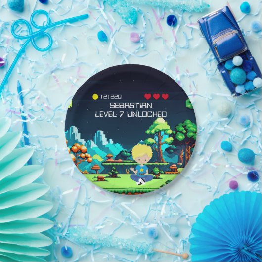 Leuke nieuwigheid computerspel verjaardagsfeestje papieren bordje (Feest)