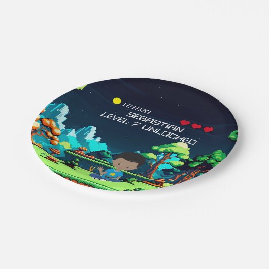 Leuke nieuwigheid computerspel verjaardagsfeestje papieren bordje (Gekanteld)