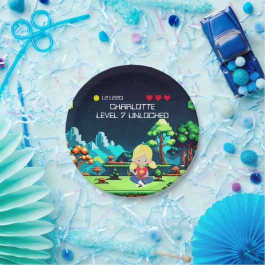 Leuke nieuwigheid computerspel verjaardagsfeestje papieren bordje (Feest)