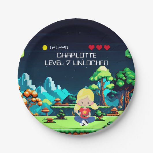 Leuke nieuwigheid computerspel verjaardagsfeestje papieren bordje (Voorkant)