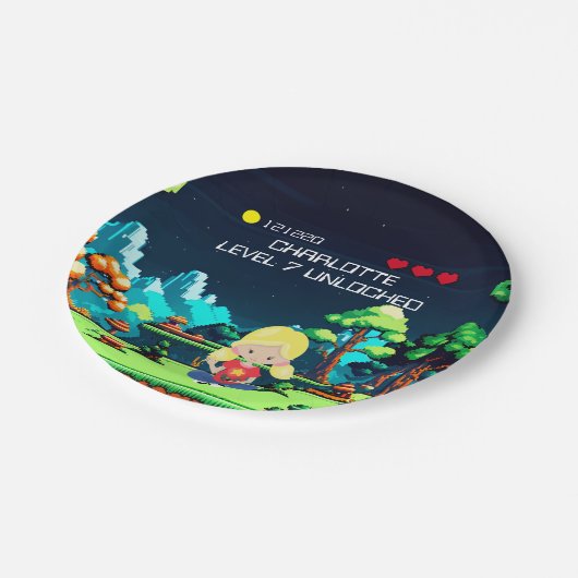 Leuke nieuwigheid computerspel verjaardagsfeestje papieren bordje (Gekanteld)