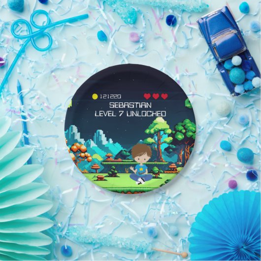 Leuke nieuwigheid computerspel verjaardagsfeestje papieren bordje (Feest)