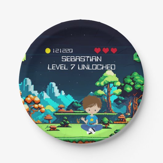 Leuke nieuwigheid computerspel verjaardagsfeestje papieren bordje (Voorkant)