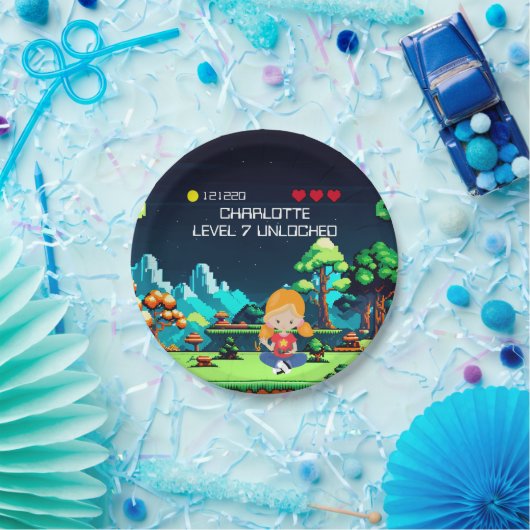 Leuke nieuwigheid computerspel verjaardagsfeestje papieren bordje (Feest)