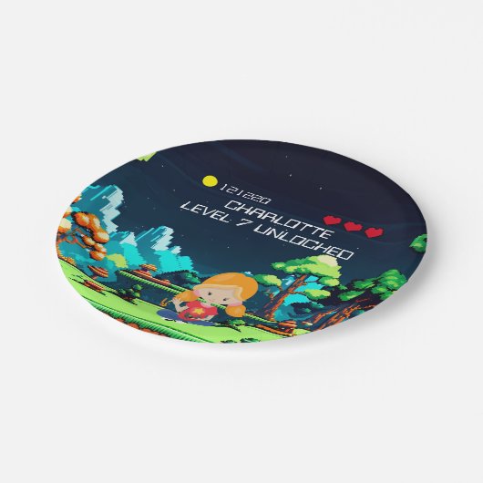 Leuke nieuwigheid computerspel verjaardagsfeestje papieren bordje (Gekanteld)