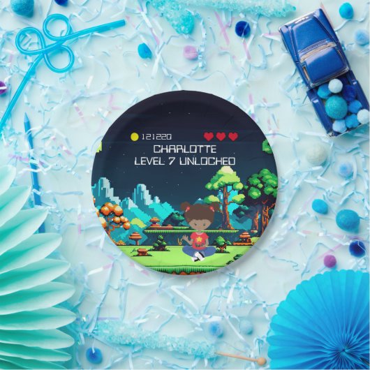 Leuke nieuwigheid computerspel verjaardagsfeestje papieren bordje (Feest)