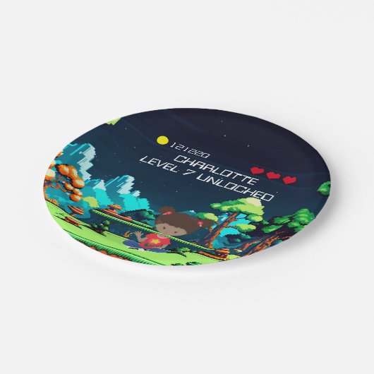 Leuke nieuwigheid computerspel verjaardagsfeestje papieren bordje (Gekanteld)