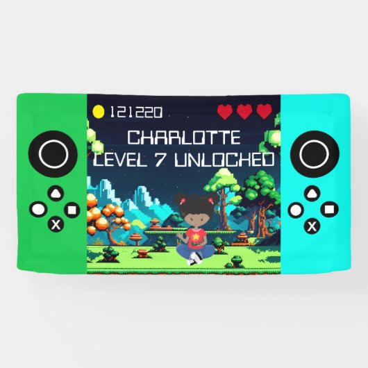 Leuke nieuwigheid computerspel verjaardagsfeestje spandoek (Horizontaal)