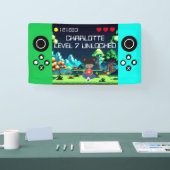 Leuke nieuwigheid computerspel verjaardagsfeestje spandoek (Beurs)