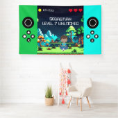 Leuke nieuwigheid computerspel verjaardagsfeestje spandoek (Insitu)