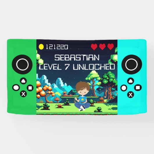 Leuke nieuwigheid computerspel verjaardagsfeestje spandoek (Horizontaal)