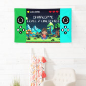 Leuke nieuwigheid computerspel verjaardagsfeestje spandoek (Insitu)