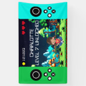 Leuke nieuwigheid computerspel verjaardagsfeestje spandoek (Verticaal)