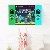 Leuke nieuwigheid computerspel verjaardagsfeestje spandoek (Insitu)