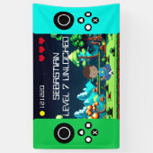 Leuke nieuwigheid computerspel verjaardagsfeestje spandoek (Verticaal)