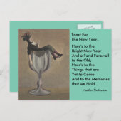 Leuke  Nieuwjaar Toast Wine Gal Briefkaarten (Voorkant / Achterkant)