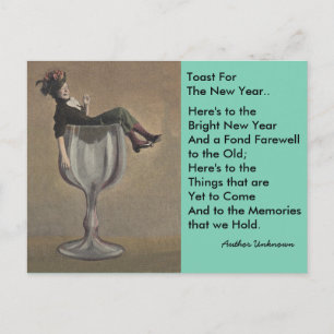 Leuke  Nieuwjaar Toast Wine Gal Briefkaarten