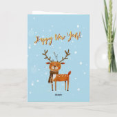Leuke nieuwsgierige kat en stijlvolle rendier kers kaart (Achterkant)
