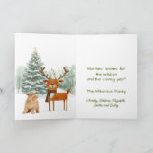 Leuke nieuwsgierige kat en stijlvolle rendier kers kaart (Binnen)