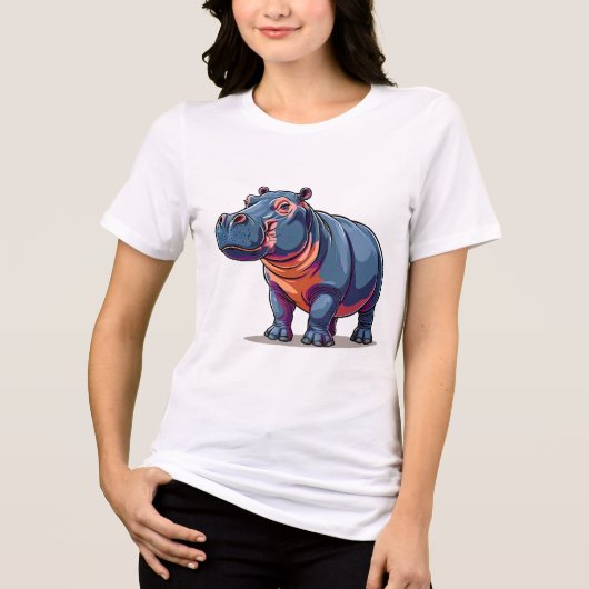 🦛✨ Leuke Nijlpaard Fun Dier Cadeau 🌈 Tri-Blend Shirt (Voorkant)