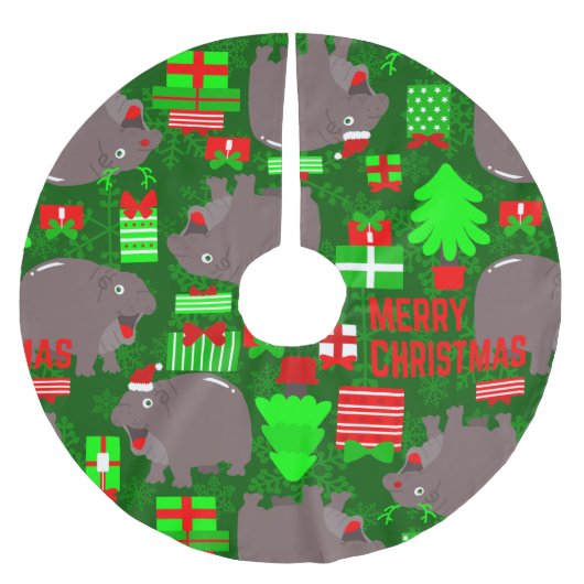 Leuke nijlpaard vrolijk kerstnijlpaard kerstboom rok (Voorkant)