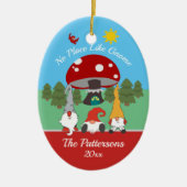 Leuke "No Place Like Gnome" kerst Keramisch Ornament (Voorkant)