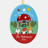 Leuke "No Place Like Gnome" kerst Keramisch Ornament (Achterkant)