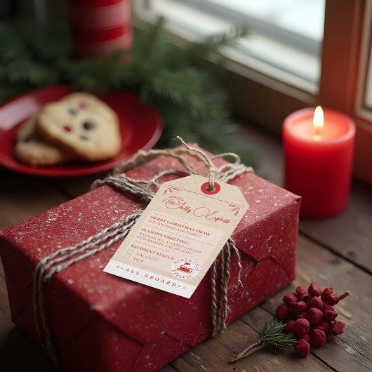 Leuke Noordpool Express treinkaartje Kerstmis Cadeaulabel