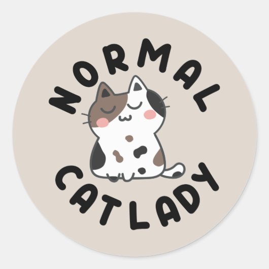 Leuke normale kat dame woord kunst ronde sticker (Voorkant)