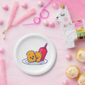 Leuke nuggets glimlach met saus Cartoon Papieren Bordje (Feest)