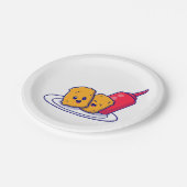 Leuke nuggets glimlach met saus Cartoon Papieren Bordje (Gekanteld)