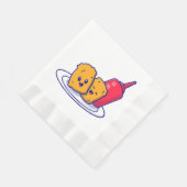 Leuke nuggets glimlach met saus Cartoon Servet (Hoek)