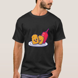 Leuke nuggets glimlach met saus Cartoon T-shirt