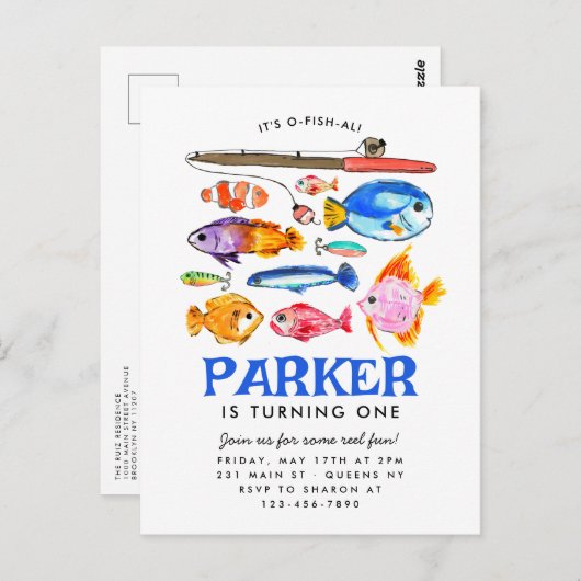 Leuke O-Fish-al Reel Fun Gone Fish Viste Verjaarda Briefkaart (Voorkant / Achterkant)