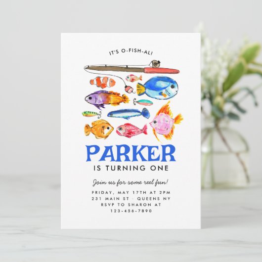 Leuke O-Fish-al Reel Fun Gone Fish Viste Verjaarda Kaart (Staand voorkant)