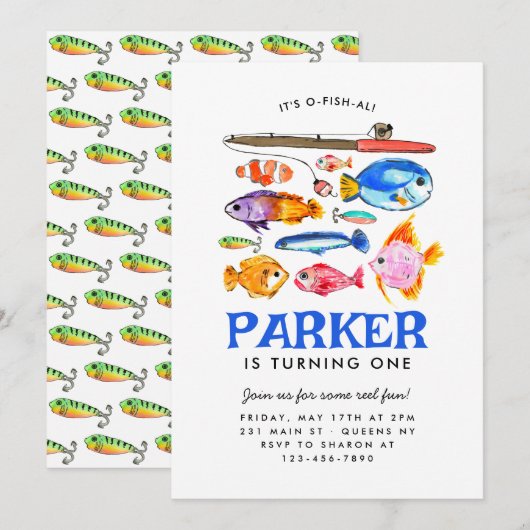 Leuke O-Fish-al Reel Fun Gone Fish Viste Verjaarda Kaart (Voorkant / Achterkant)