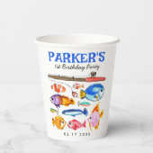 Leuke O-Fish-al Reel Fun Gone Fish Viste Verjaarda Papieren Bekers (Achterkant)