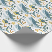 Leuke oceaan onder het Zee Shark Animals Pattern Cadeaupapier (Hoek)