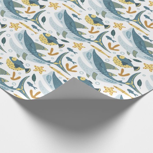 Leuke oceaan onder het Zee Shark Animals Pattern Cadeaupapier (Hoek)