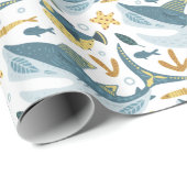 Leuke oceaan onder het Zee Shark Animals Pattern Cadeaupapier (Rol Hoek)