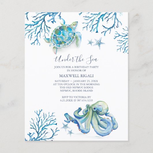 Leuke Ocean Animals Jongens Budget Verjaardag Uitn (Voorkant)