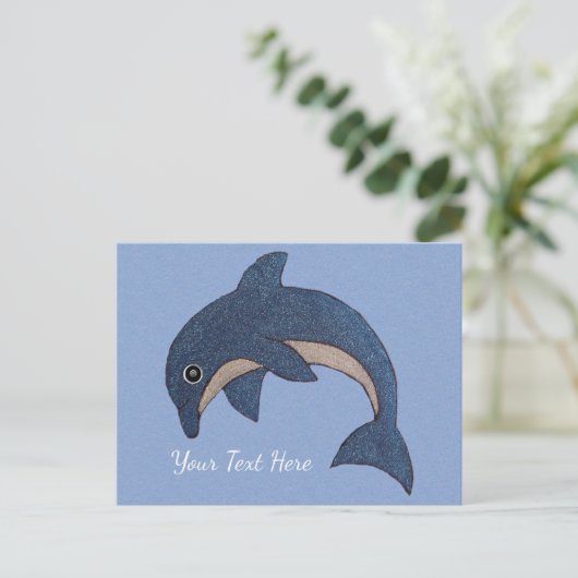 Leuke Ocean Blue White Sparkle als springende dolf Briefkaart (Staand voorkant)