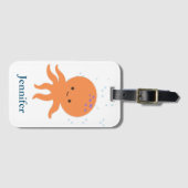 Leuke Octopus Cartoon Aangepaste Naam Bagagelabel (Voorkant (horizontaal))
