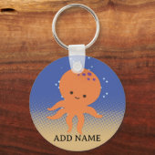 Leuke Octopus Cartoon Aangepaste Naam Sleutelhanger (Voorkant)