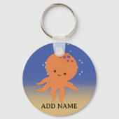 Leuke Octopus Cartoon Aangepaste Naam Sleutelhanger (Achterkant)