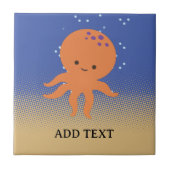 Leuke Octopus Cartoon Aangepaste Naam Tegeltje (Voorkant)